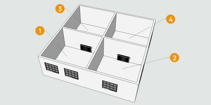 Zone temperature control Purmo simulation