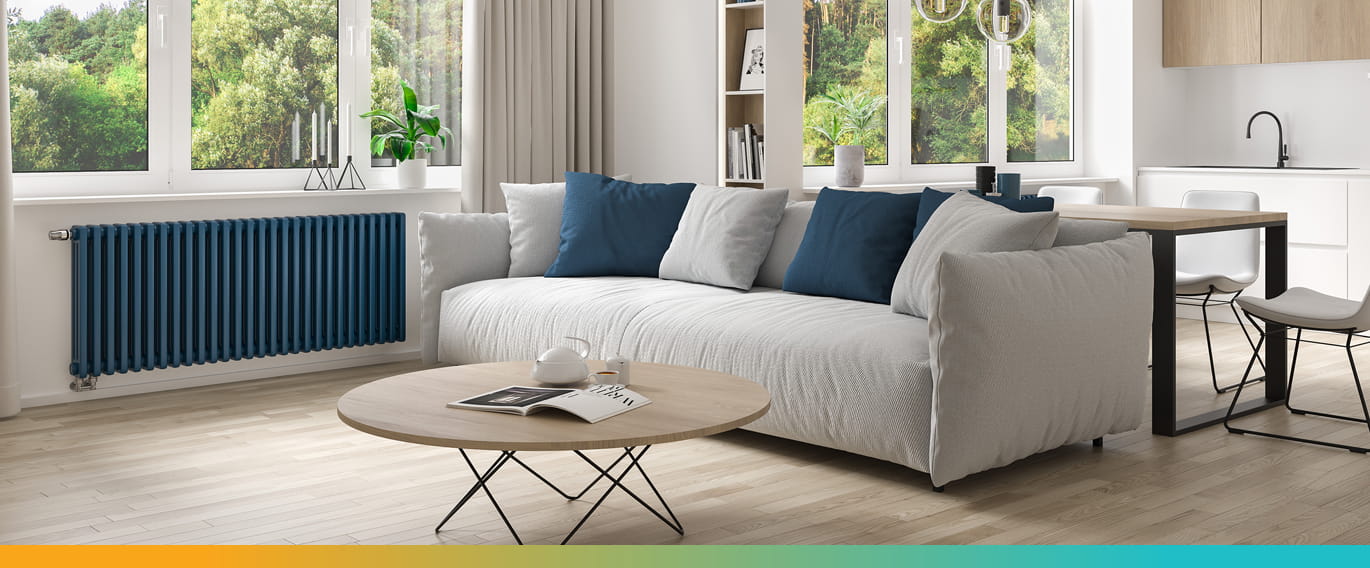 Radiators, blue Delta in livingroom