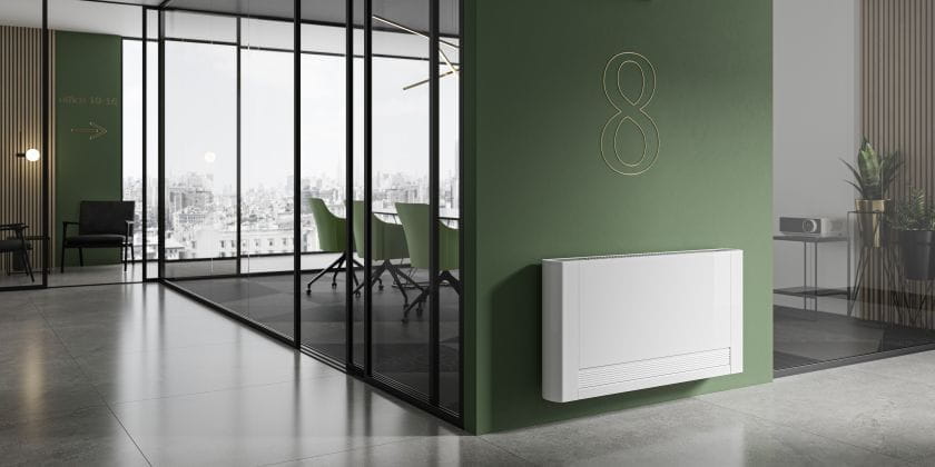 iVector S2 fan convector radiator office hallway