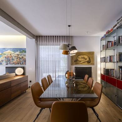 Coloured Delta column radiators Purmo in reference project Barault Architects